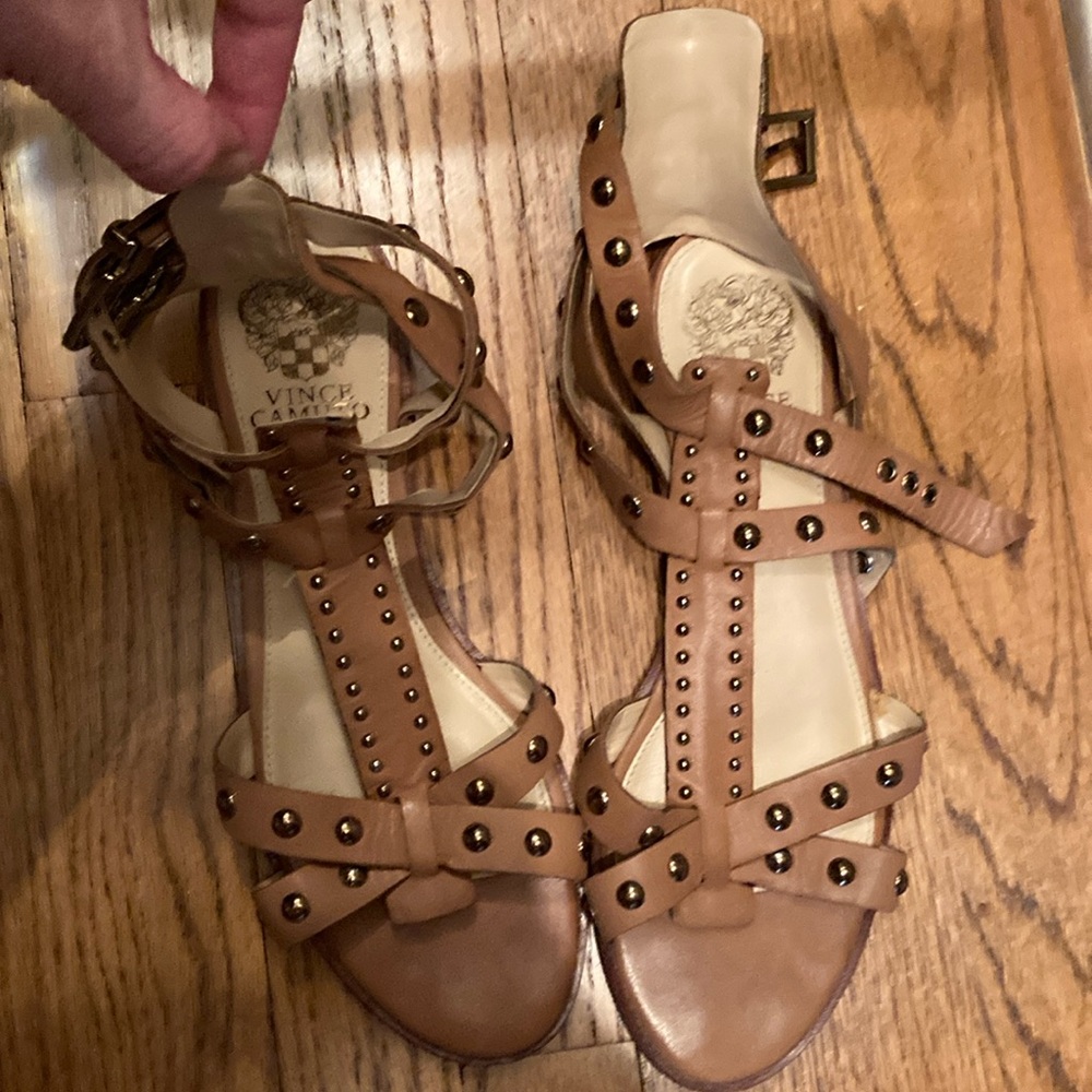 Vince Camuto Tan Gladiator Sandals with Studded Straps